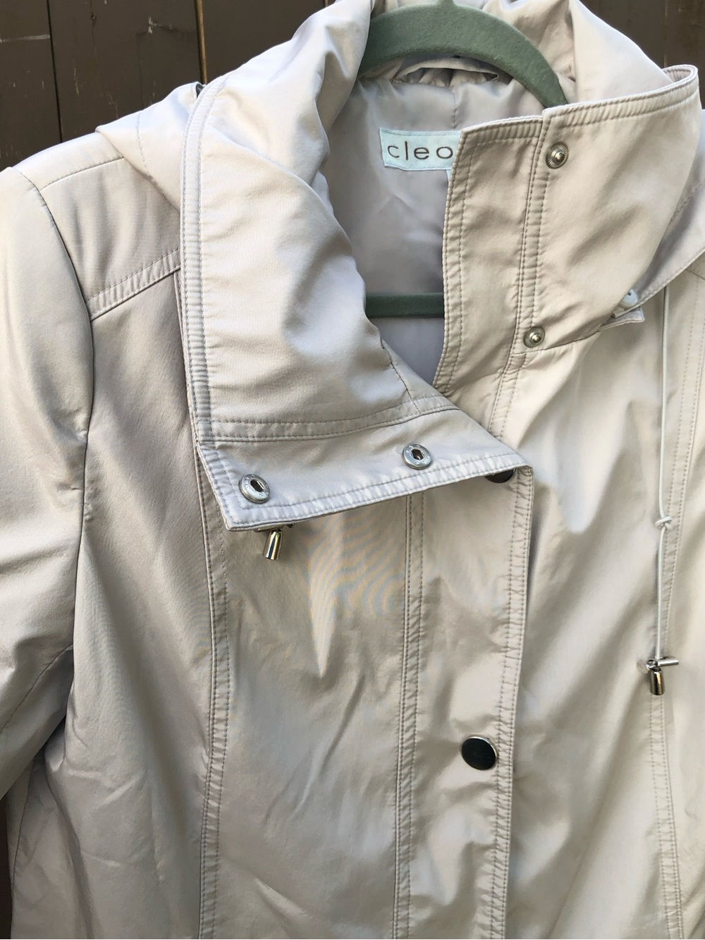 Classic Raincoat Cleo Petites Light Grey Trench Coat Jacket Removable Hood - Picture 7 of 9